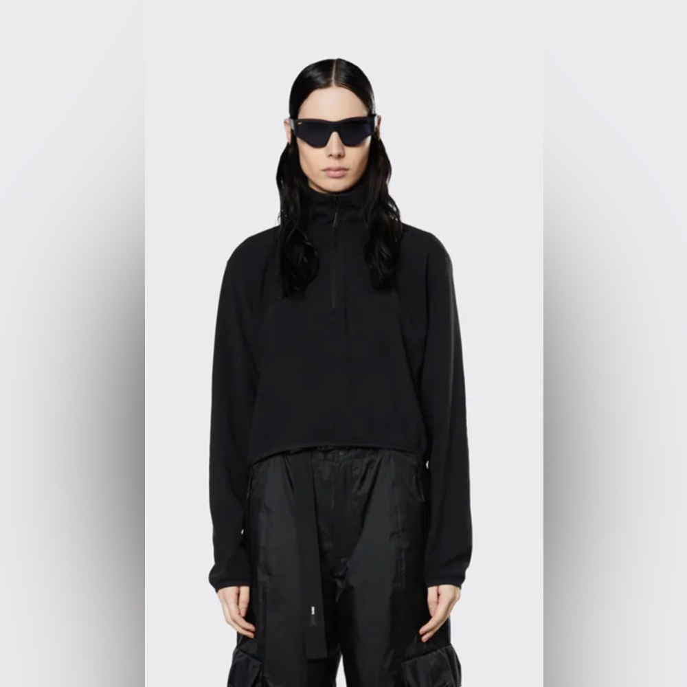 Rains Boxy Half Zip Fleece Sweatshirt
